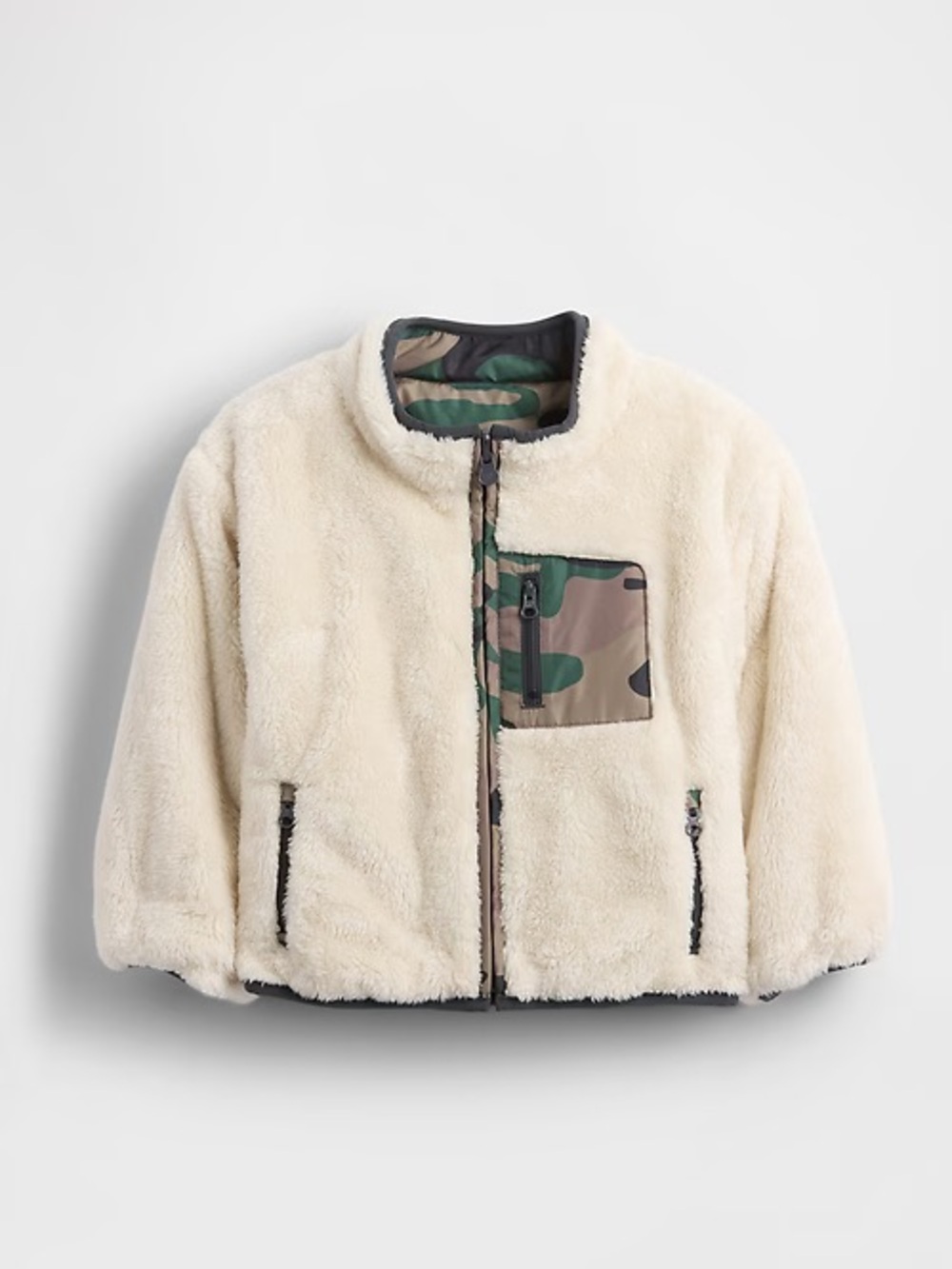 GAP Toddler Lightweight Sherpa / Camo Reversible jacket, 4T NWT